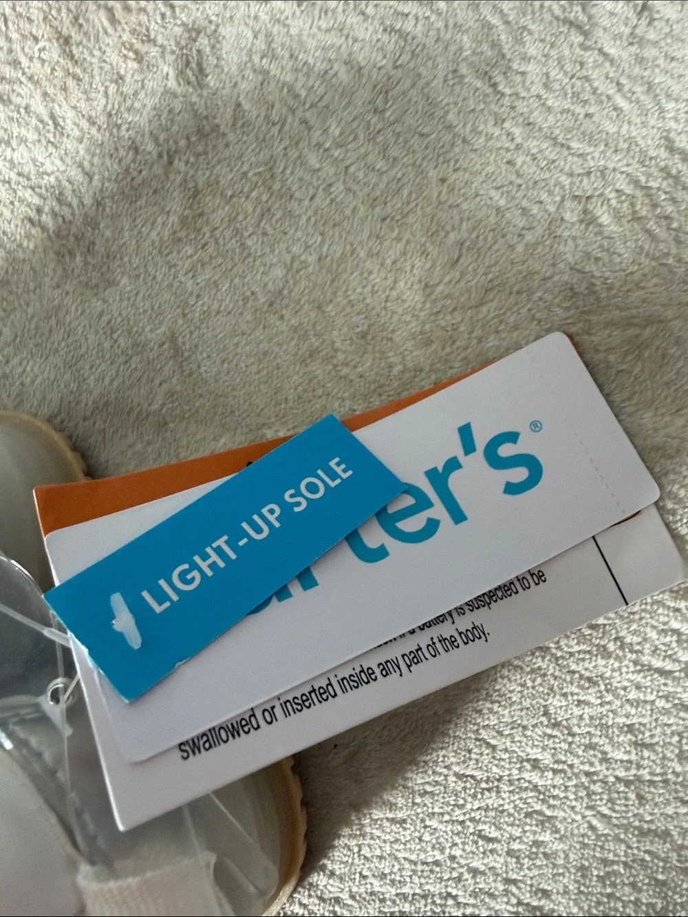 Carter's Silver & White Light-Up Sneakers with Mint Lining
